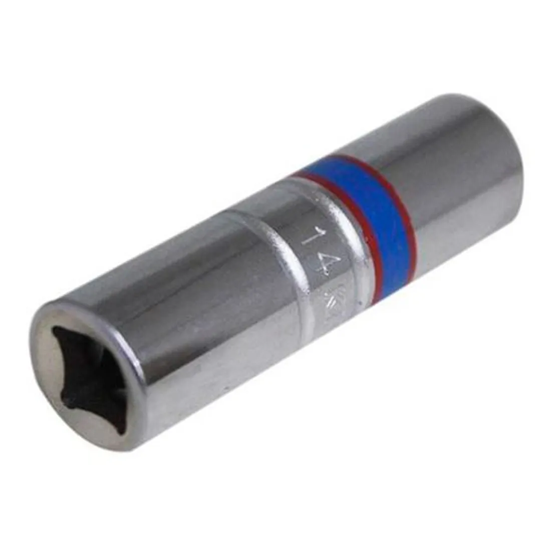 Soquete de Vela Estriado 14mm com Borracha e Encaixe de 3/8 Pol. - KINGTONY 36B014
