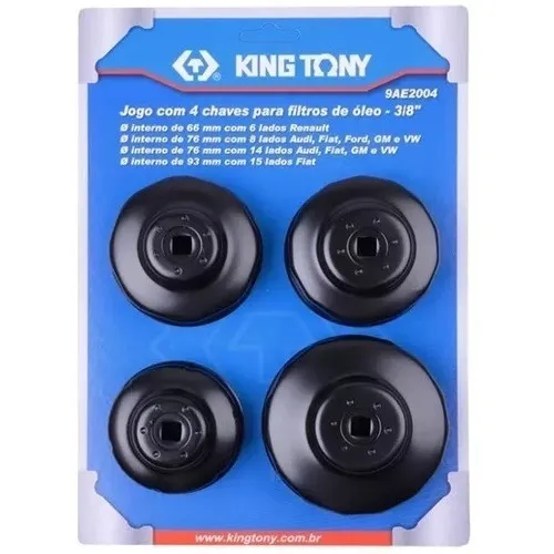 Jogo de Saca Filtro de Óleo com 4 Peças - KING TONY 9AE2004