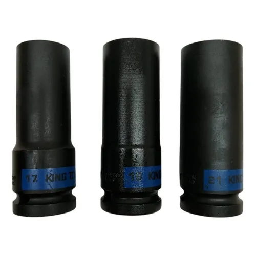 Kit 3 Soquetes Impacto 1/2 Longo 17/19/21- KING TONY P4405MP1 