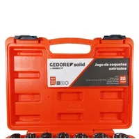 Jogo de Soquetes Estriados 1/2 Pol. 8 a 32mm e Acessórios com 22 Peças - ROBUST-D26-22AM - imagem 1