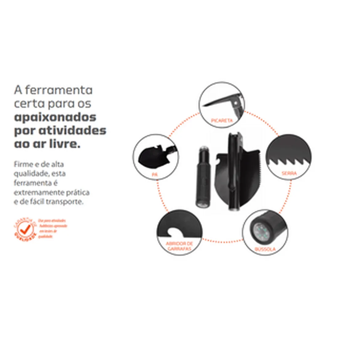 PÁ CAMPING MULTIFUNÇÕES 5X1 REF. - ROBUST 