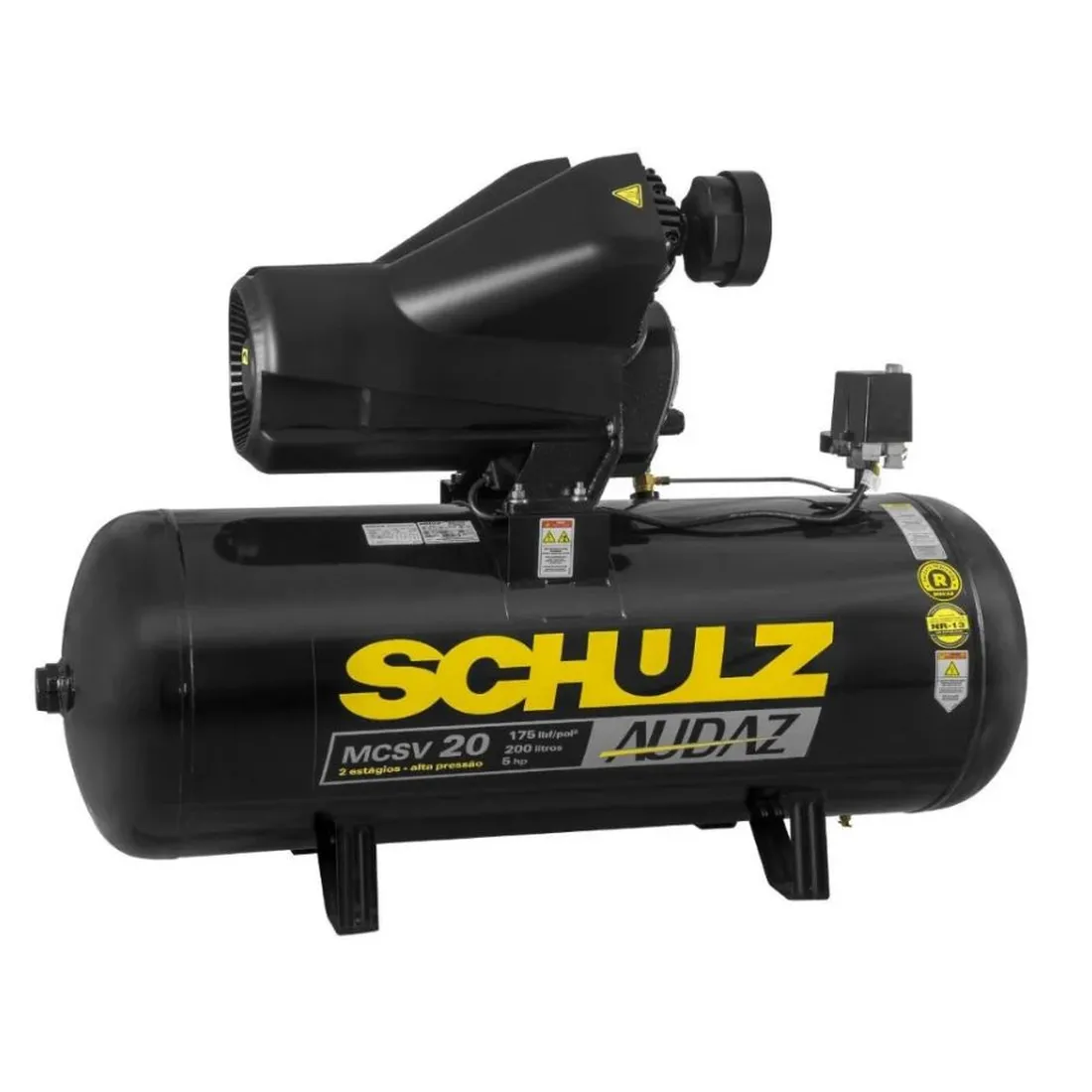 Compressor de Ar Audaz 5HP 20 Pés 200L 175lbf Trifásico 220V - SCHULZ MCSV20/200-220V