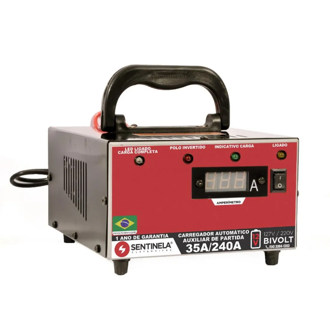 Carregador de bateria 35A C/auxiliar 12V - SENTINELA CAV3512