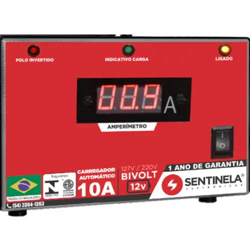 Carregador de baterias automotiva 10A BIVOLT CA1012 - SENTINELA