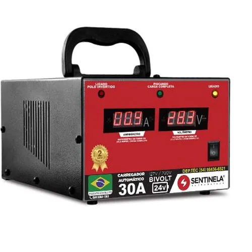 Carregador de bateria 30A S/auxiliar 24V - SENTINELA CAV3024 