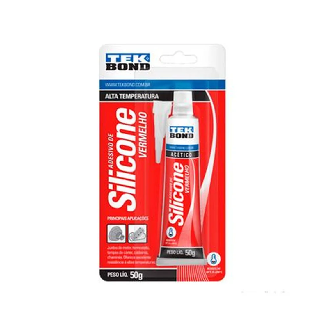 Silicone selante alta temperatura vermelho 50g - Tek Bond