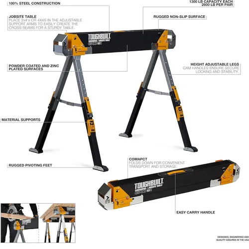 CAVALETE METALICO PROFISSIONAL PORTATIL TB-C700 TOUGHBUILT