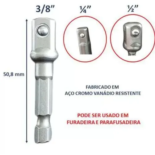 Jogo adaptador para soquetes 3 peças - WORKER