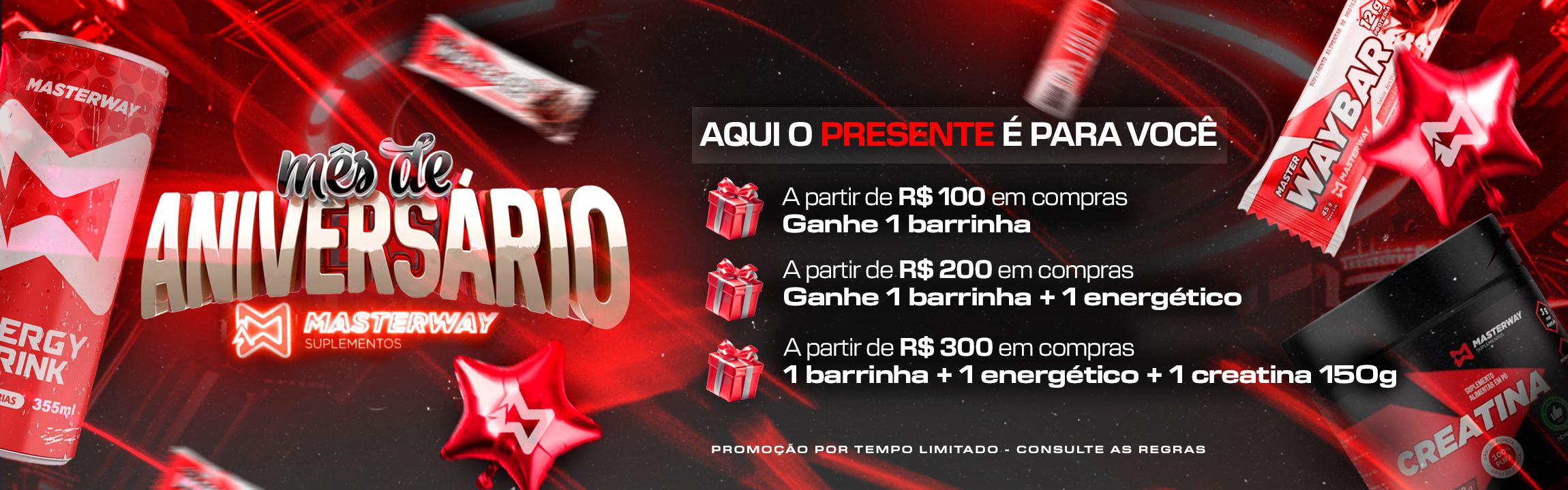 Banner Aniversário Masterway - Brindes Progressivos