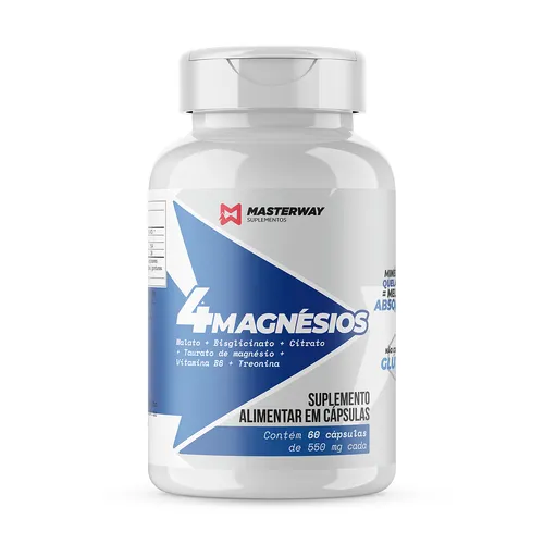 4 Magnésios 60 CAPS (Malato + Bisglicinato + Citrato + Taurato)