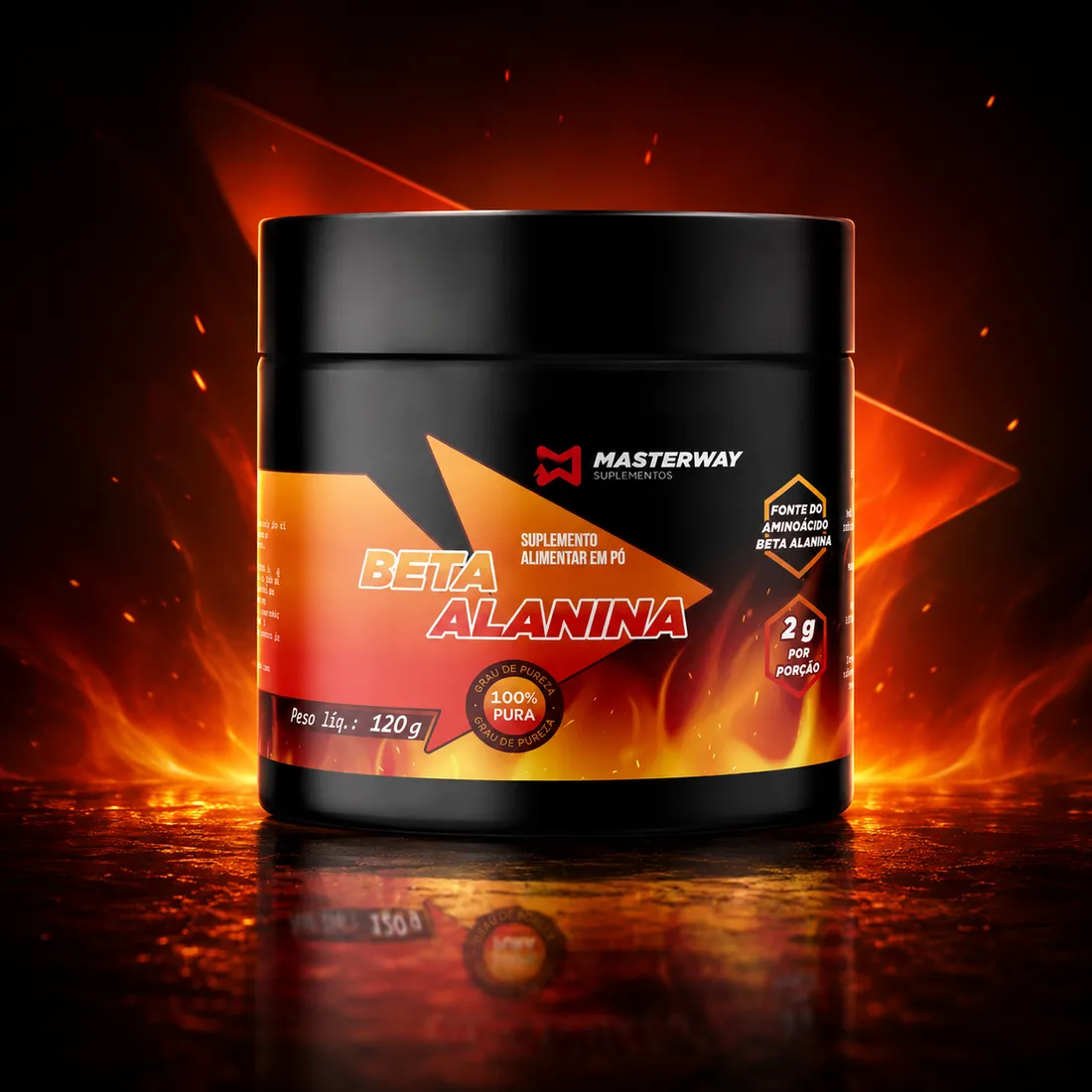 Beta-Alanina em Pó 120g | Pré-Treino | Masterway