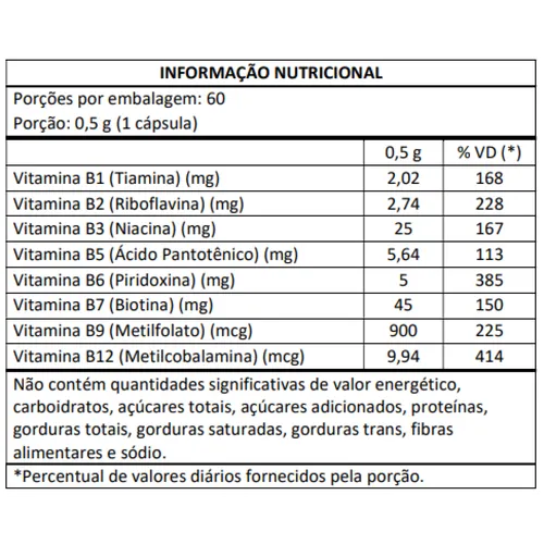 Complexo B Max (60 caps) - Masterway Suplementos