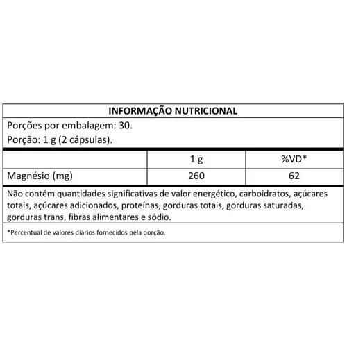 Magnésio (60 caps) - Masterway Suplementos