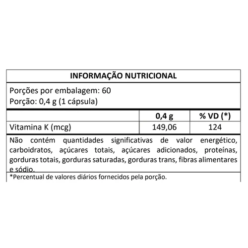 Vitamina K2 MK7 (60 caps) - Masterway Suplementos Vitamina K2 MK7 (60 caps) - Masterway Suplementos