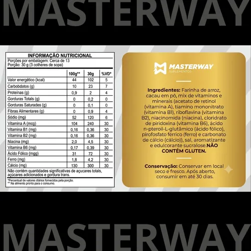 Creme de Arroz Instantâneo 400g - Masterway Suplementos