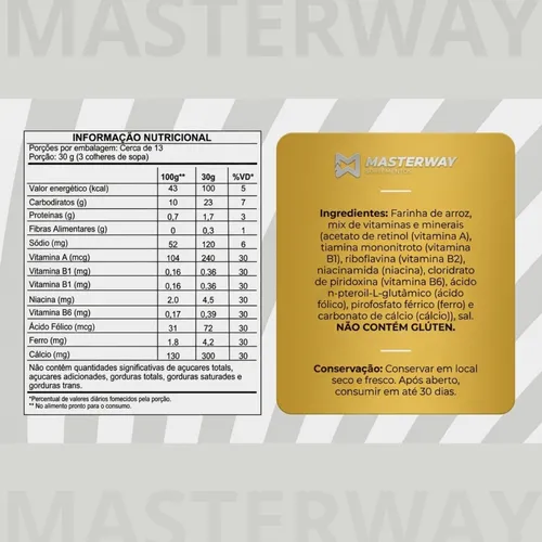 Creme de Arroz Instantâneo 400g - Masterway Suplementos