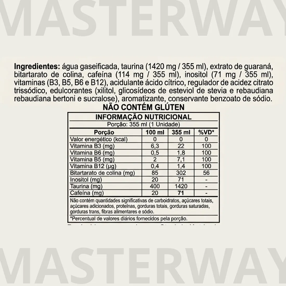 Energético Zero Açúcar 355ml | Masterway Suplementos