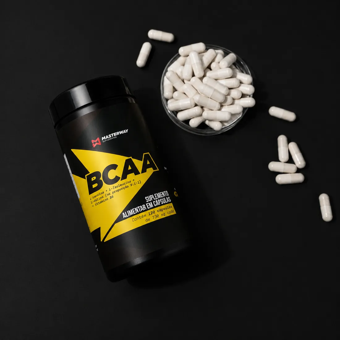 BCAA 2.4g 2:1:1 com Vitamina B6 (120 Caps) | Masterway