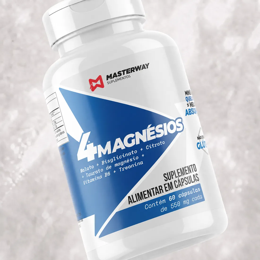 4 Magnésios Masterway 60 Cápsulas | Malato e Quelato