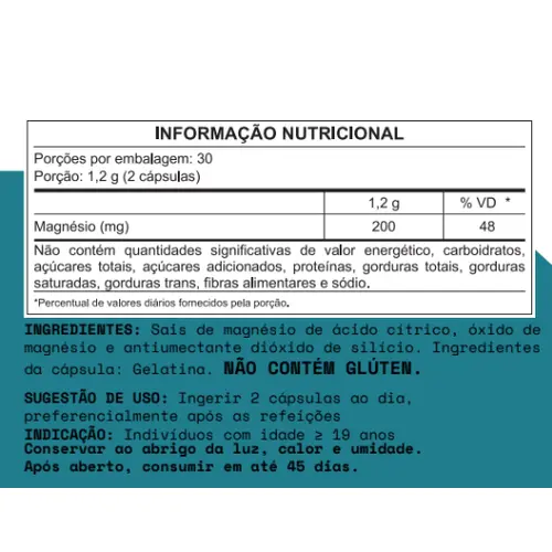 Magnésio CITRATO 60 CAPS 
