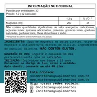 Magnésio Citrato 60 Cápsulas – 200 mg por porção | Masterway Suplementos - imagem 2