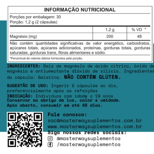 Magnésio CITRATO 60 CAPS 