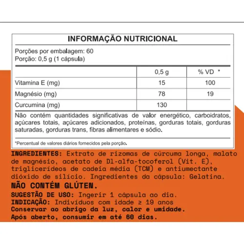 Extrato de Cúrcuma 60 Caps 