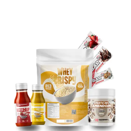 KIT DIETA SEM SOFRÊNCIA - Mostarda Zero + Ketchup Zero + Whey Crispy + Pasta de Amendoim Gourmet + Barra de Proteína