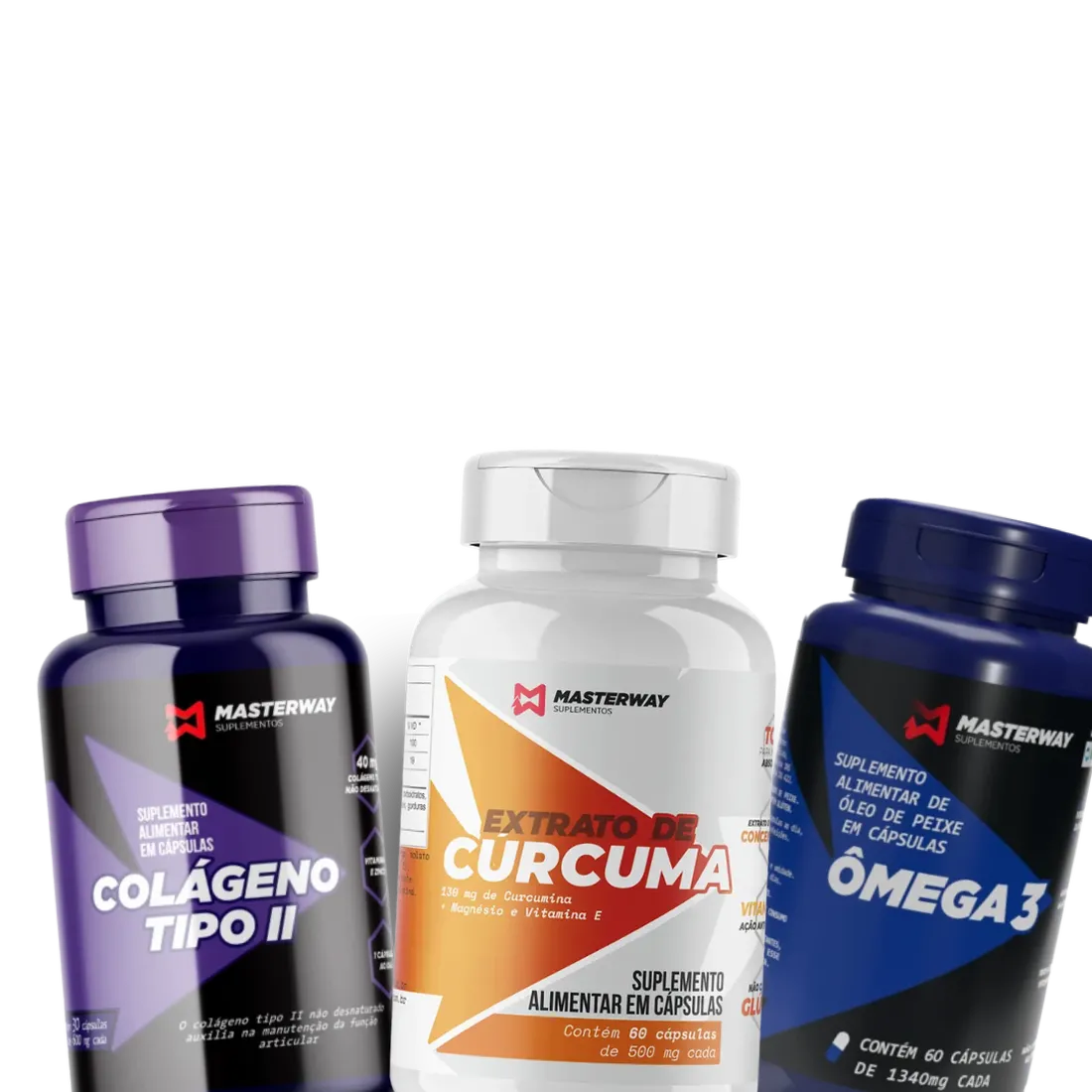 Kit Saúde das Articulações: Colágeno II, Ômega 3 e Cúrcuma