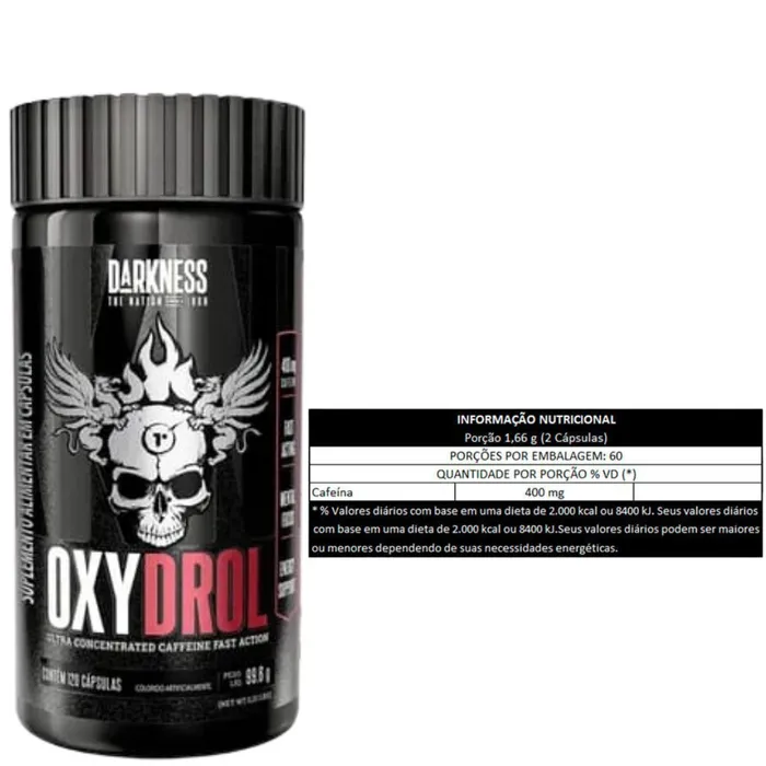 Termogênico Oxydrol Darkness 120 Cápsula - Rende até 60 treinos!