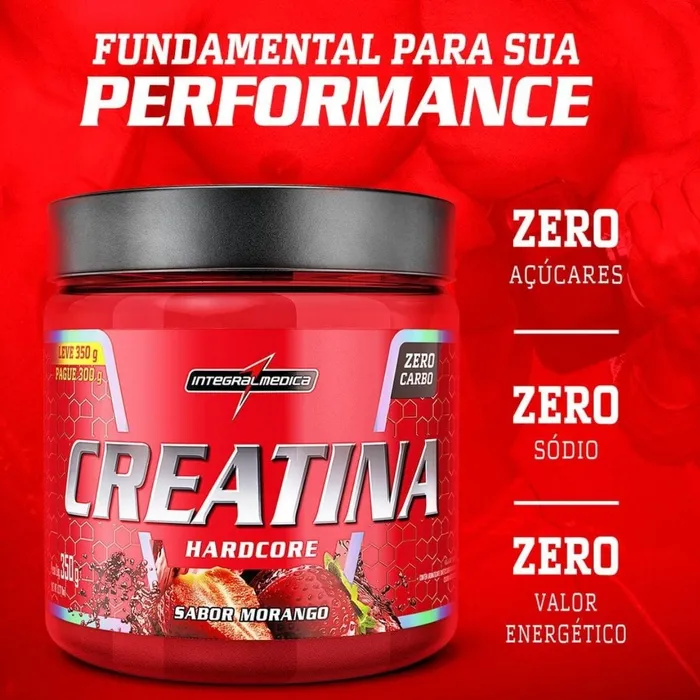 Creatina Hardcore 350g Integralmedica - Sabor Morango