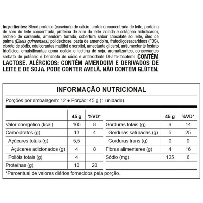 Barra Proteica Nutrata Protobar Sabor Paçoca - Display c/ 9 Unidades