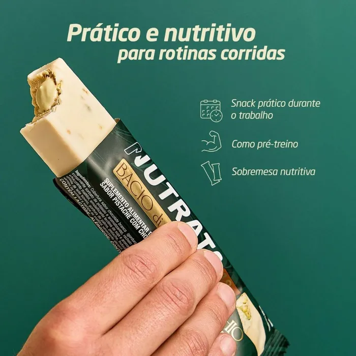 Barra Proteica Nutrata - Sabor Pistache com Chocolate Branco