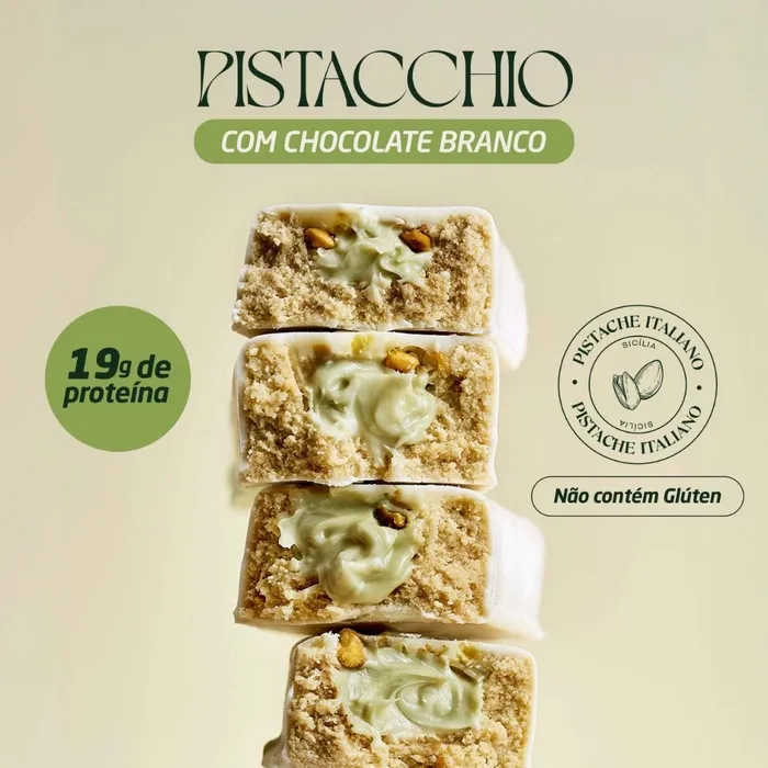 Barra Proteica Nutrata - Sabor Pistache com Chocolate Branco