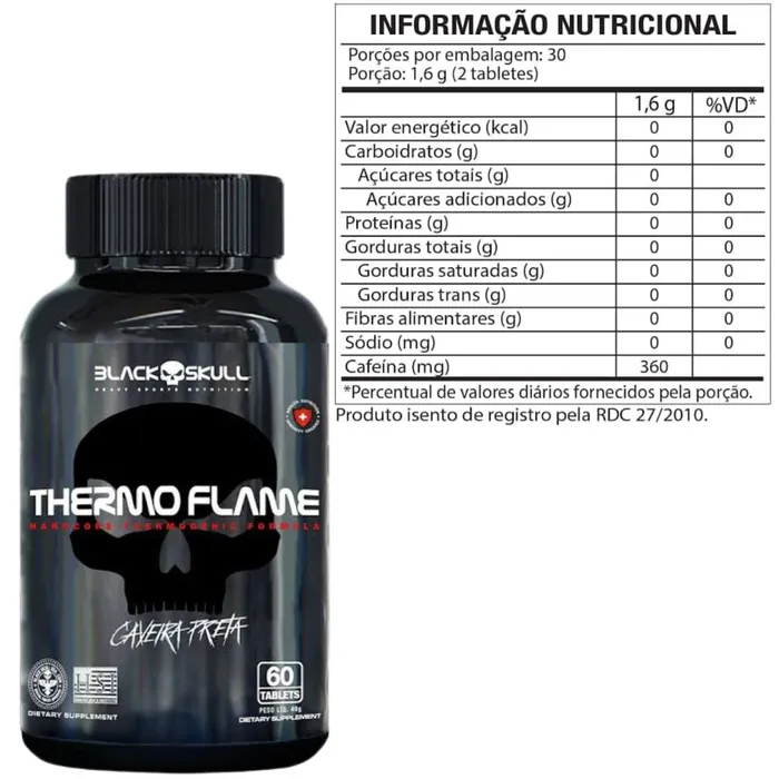 Termogênico Black Skull - Thermo Flame 60 Tabletes