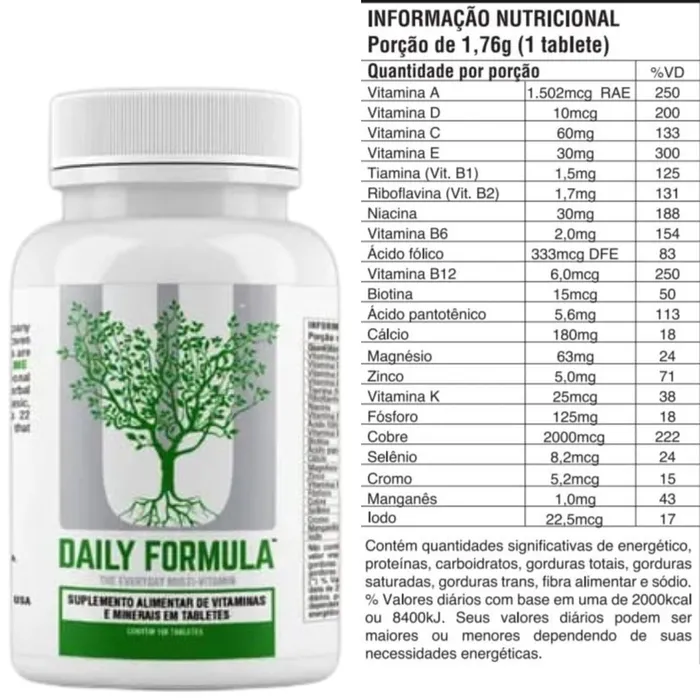 Multivitamínico Daily Fórmula 100 Tabletes