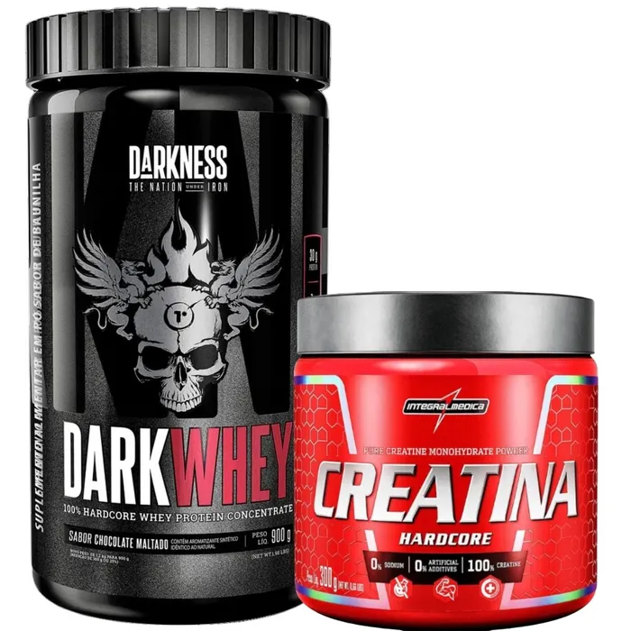 Kit Dark Whey 900g + Creatina Hardcore 300g