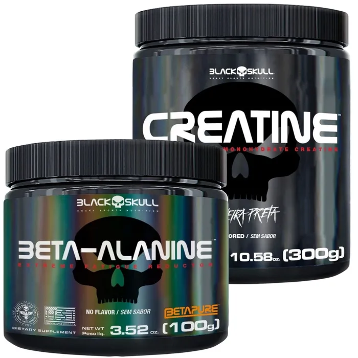 Kit Creatina 300g + Beta Alanina 123g - Black Skull