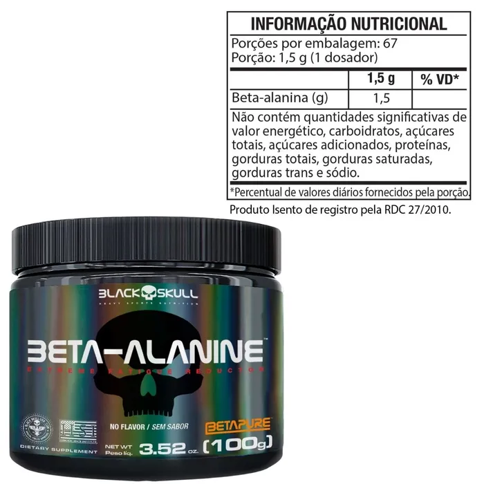 Kit Creatina 300g + Beta Alanina 123g - Black Skull