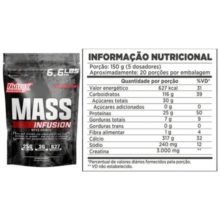 Hipercalórico Mass Infusion 3Kg Nutrex - Sabor Chocolate