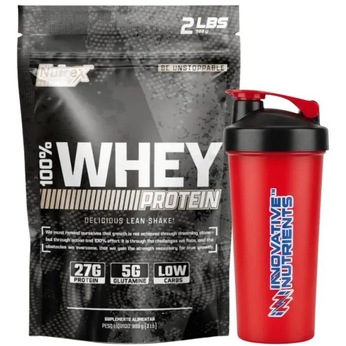 Whey 100% Nutrex Refil 900g - Sabor Pistache com Mel (27g de Proteína)