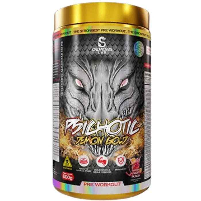 Pré Treino Psichotic Demon Gold 500g - Sabor Fruit Punch