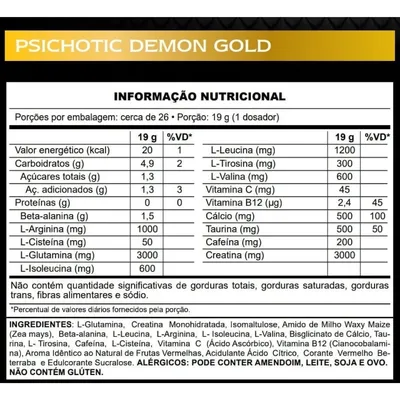 Pré Treino Psichotic Demon Gold 500g - Sabor Fruit Punch