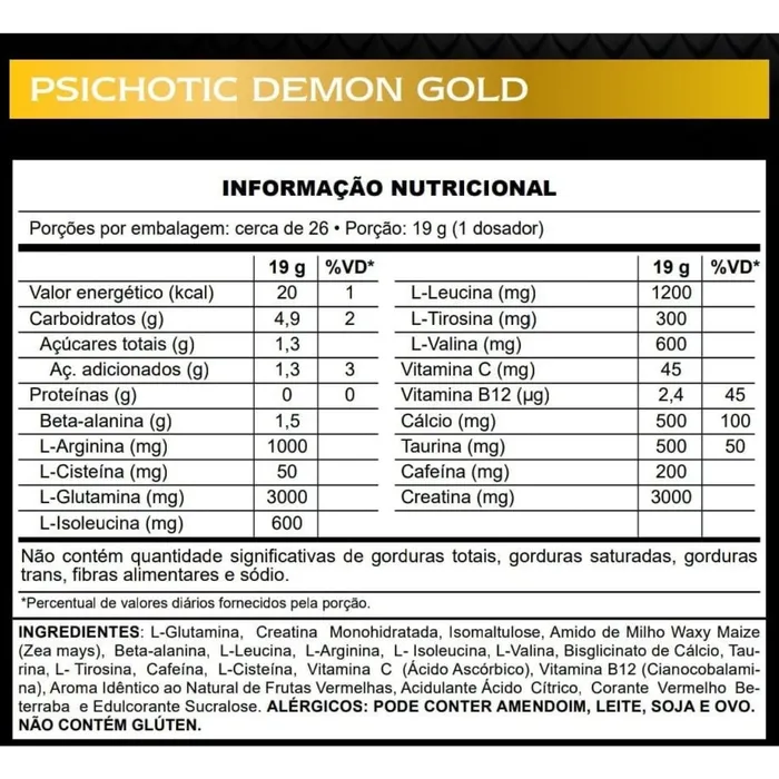 Pré Treino Psichotic Demon Gold 500g - Sabor Fruit Punch