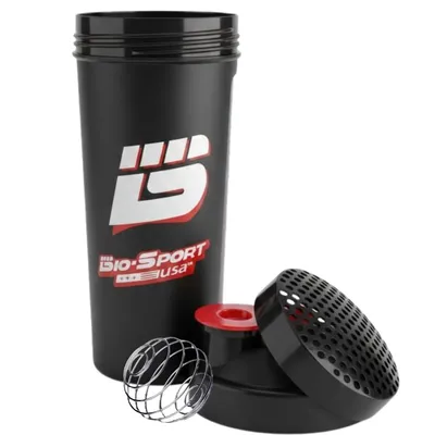 Coqueteleira Preta Bio Sports 600ml - Com Mola Misturadora