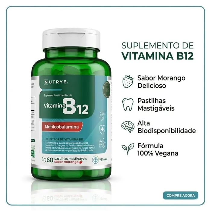 VITAMINA B12 - 60 COMPRIMIDOS MASTIGÁVEIS NUTRYE
