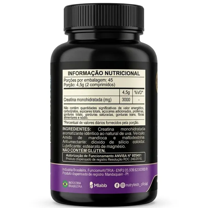 CREATINA MONOHIDRATADA - 90 COMPRIMIDOS SABOR UVA