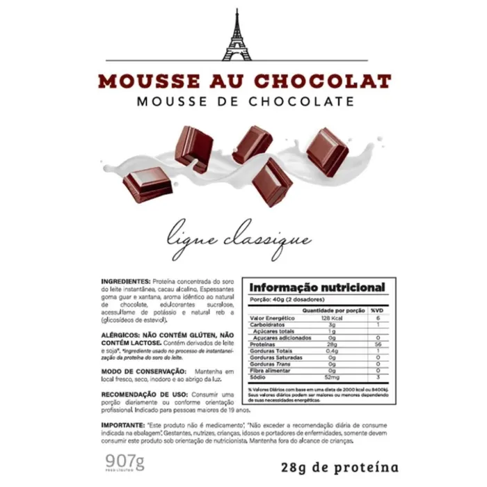 WHEY PROTINE ZERO LACTOSE CHEFF WHEY 907G - SABOR MOUSSE DE CHOCOLATE