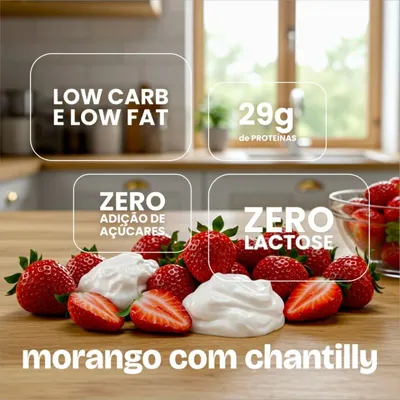 WHEY PROTEIN ZERO LACTOSE 907G - SABOR MORANGO COM CHANTILLY
