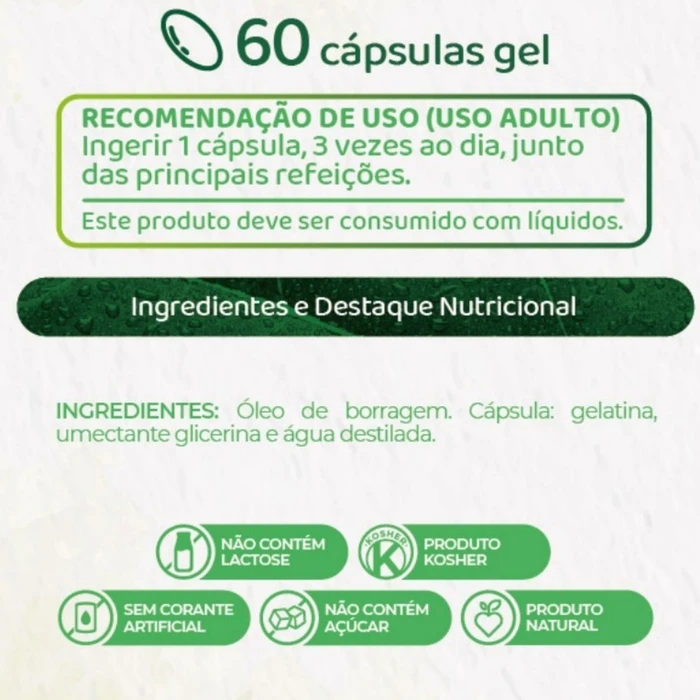 ÓLEO DE BORRAGEM NUTRYE - 60 CÁPSULAS